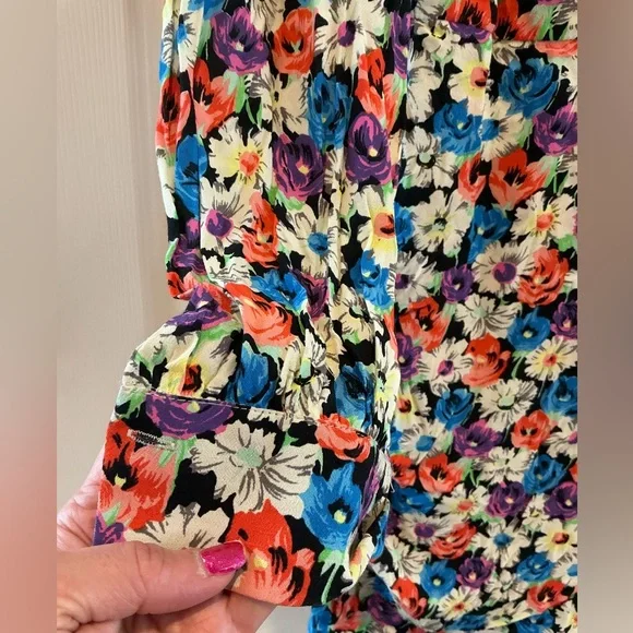 Zara Vibrant Floral Print Long Sleeve Mini Dress Ruched Skirt Design Woman Small - Picture 11 of 13